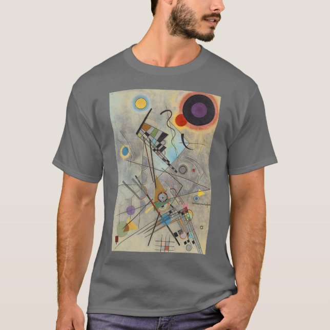 Kandinsky Absract Expressionist Mörk Grått T Shirt (Framsida)