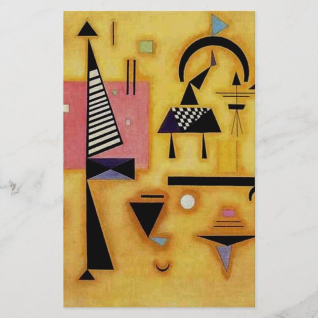 Kandinsky Abstrakt Avgörande Rosa Geometriska Form Brevpapper (Framsida)