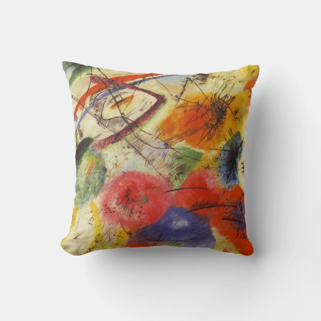 Kandinsky Abstrakt Blue Red Gult Black Strokes Kudde (Framsida)