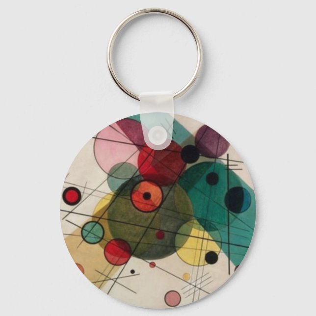 Kandinsky Abstrakt Circles Button Keychain Nyckelring (Framsida)