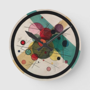 Kandinsky Abstrakt Circles i en cirkel Rund Klocka