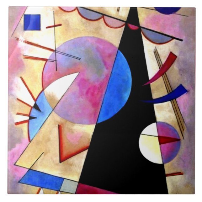 Kandinsky - Abstrakt Cubism Pinks and Blues Kakelplatta (Framsidan)