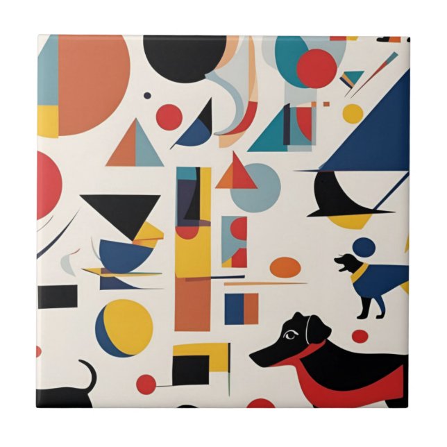 Kandinsky art & Hund älskare / Kakelplatta (Framsidan)