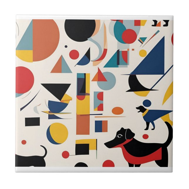 Kandinsky art & Hund älskare / Kakelplatta (Framsidan)