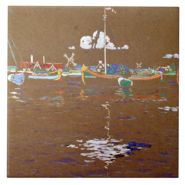Kandinsky - båtar kakelplatta (Framsidan)