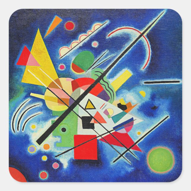 Kandinsky - blå målning fyrkantigt klistermärke (Framsida)