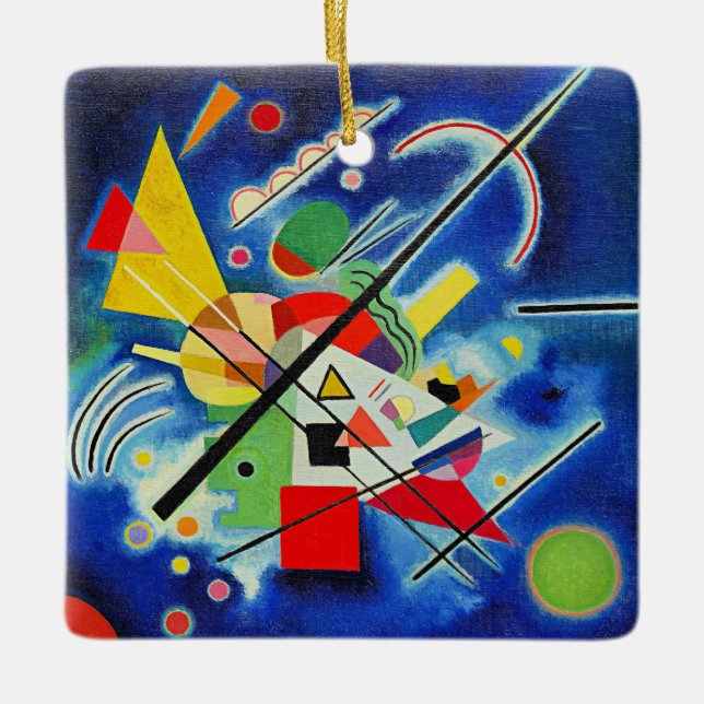 Kandinsky - blå målning julgransprydnad keramik (Framsida)