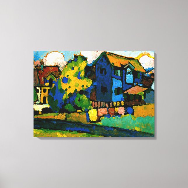Kandinsky - Blåa huset lilla Canvastryck (Framsida)