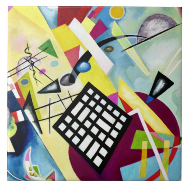 Kandinsky - Black Grid Kakelplatta (Framsidan)