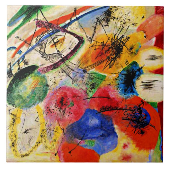 Kandinsky - Black Linjer Kakelplatta (Framsidan)