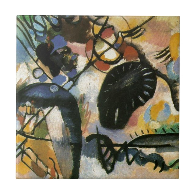 Kandinsky Black Spot Abstrakt Artwork Kakelplatta (Framsidan)