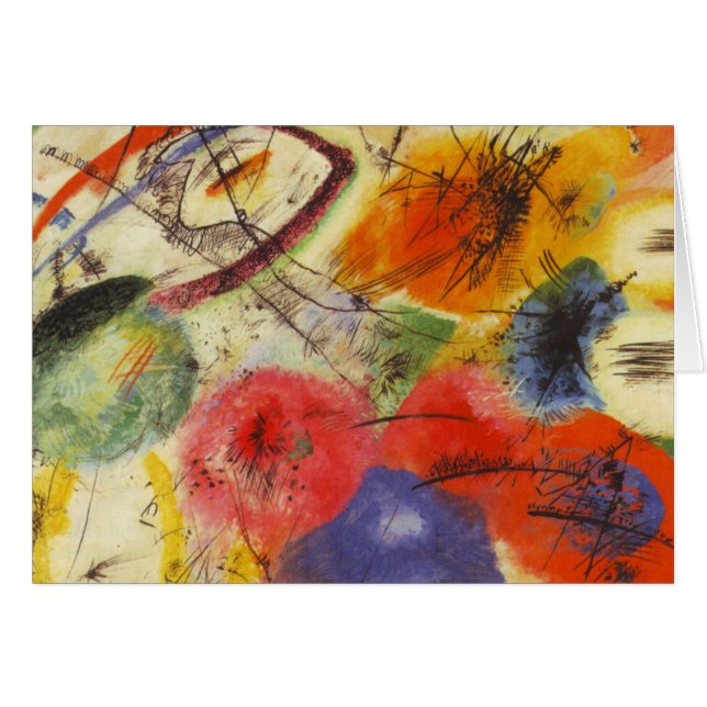 Kandinsky Black Strokes Abstrakt Painting Hälsningskort (Framsidan Horizontal)