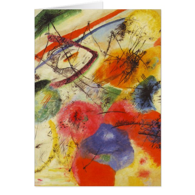Kandinsky Black Strokes Abstrakt Painting Hälsningskort (Framsidan)