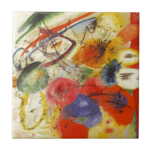 Kandinsky Black Strokes Abstrakt Painting Kakelplatta