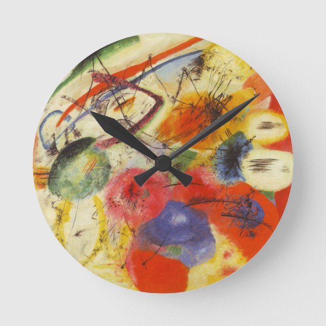 Kandinsky Black Strokes Abstrakt Painting Rund Klocka (Framsida)