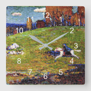 Kandinsky - Blue Rider, landskapsmålning Fyrkantig Klocka