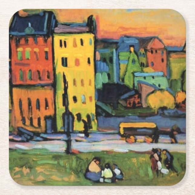 Kandinsky - Bostäder i München. Underlägg Papper Kvadrat (Framsidan)