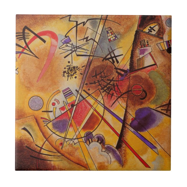 Kandinsky Brown Gult Red Blue Kakelplatta (Framsidan)
