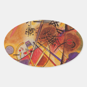 Kandinsky Brown Gult Red Blue Ovalt Klistermärke