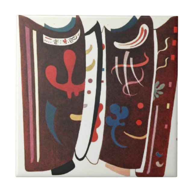 Kandinsky Brown med Abstrakt i tillägg Kakelplatta (Framsidan)
