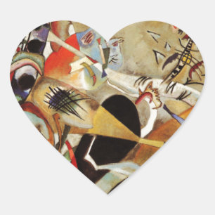 Kandinsky Composition Abstrakt Hjärtformat Klistermärke