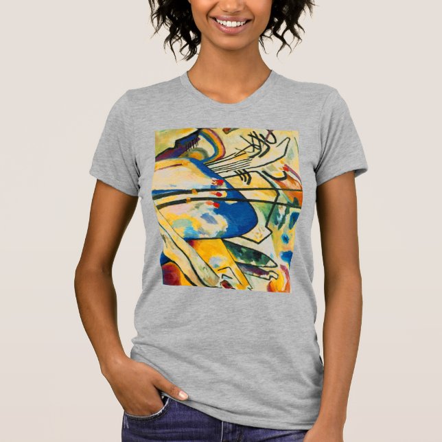 Kandinsky Composition IV Abstrakt Art Heather Gråt T Shirt (Framsida)