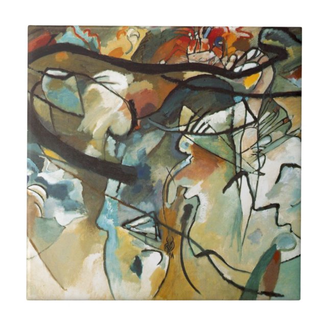 Kandinsky Composition V Abstrakt Painting Kakelplatta (Framsidan)