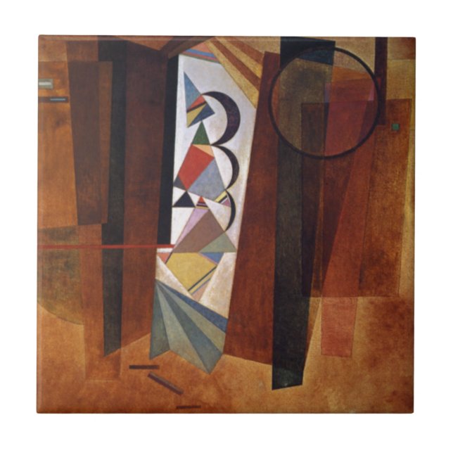 Kandinsky Development in Brown Abstrakt Painting Kakelplatta (Framsidan)