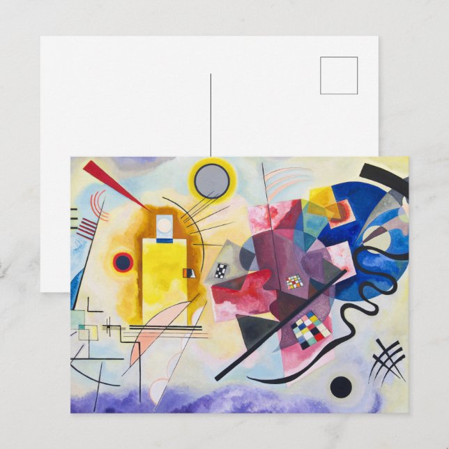 Kandinsky Emotional Symphony in Red, Gult & Blue Vykort (Fram/baksida)