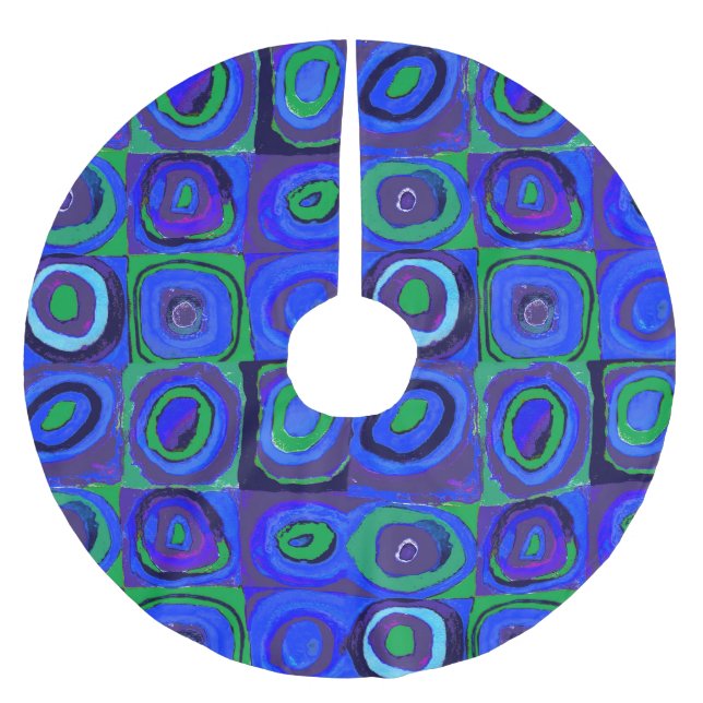 Kandinsky Farbstudie Blå Kvadrater Fyrkant Cirkel  Julgransmatta Borstad Polyester (Framsidan)