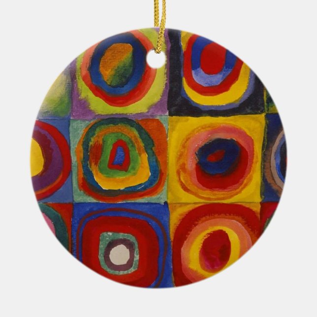 Kandinsky Farbstudie Kvadrater Färgrika Kvadrater Julgransprydnad Keramik (Framsidan)