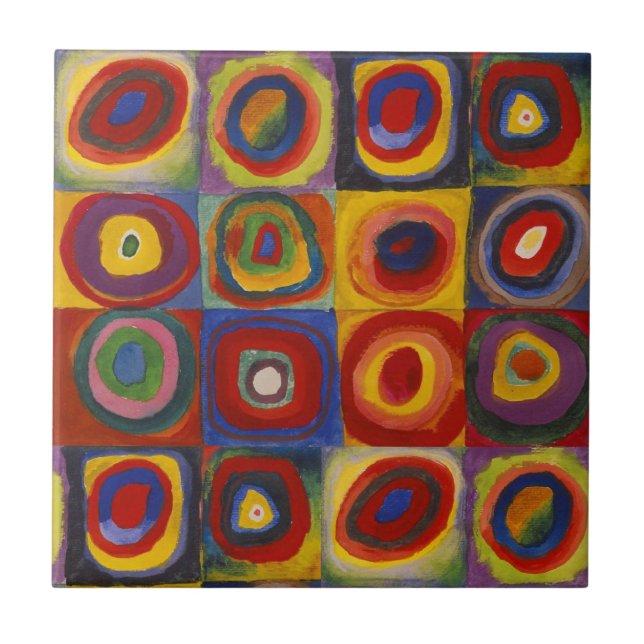 Kandinsky Farbstudie Quadrate Colorful Squares Kakelplatta (Framsidan)