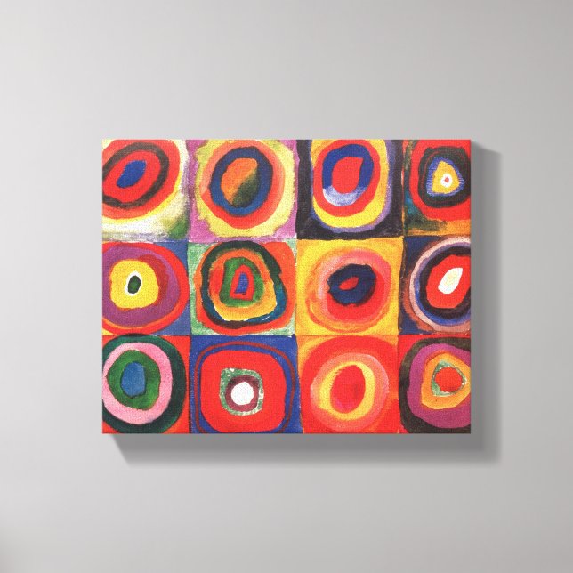 Kandinsky FarbStudie Quadrate Squares Circles Art Canvastryck (Framsida)