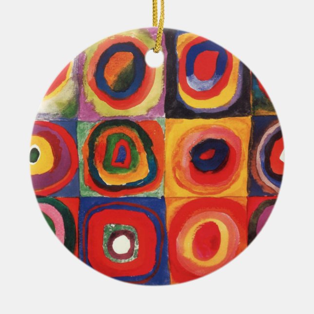Kandinsky FarbStudie Quadrate Squares Circles Art Julgransprydnad Keramik (Framsidan)