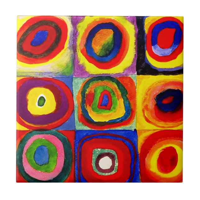 Kandinsky FarbStudie Quadrate Squares Circles Art Kakelplatta (Framsidan)