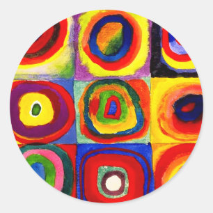 Kandinsky FarbStudie Quadrate Squares Circles Art Runt Klistermärke