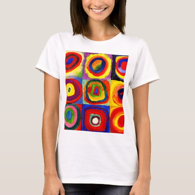 Kandinsky FarbStudie Quadrate Squares Circles Art T Shirt (Framsida)