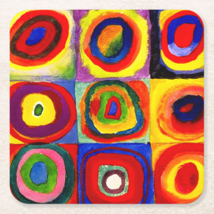 Kandinsky FarbStudie Quadrate Squares Circles Art Underlägg Papper Kvadrat