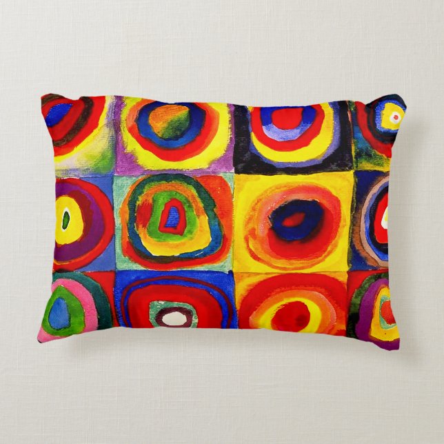 Kandinsky Farbstudie Quadrate Squares Circles Kons Prydnadskudde (Baksidan)