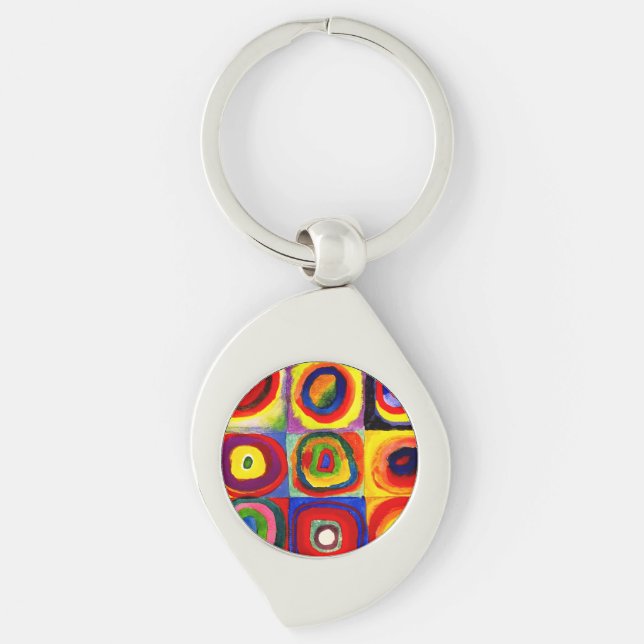Kandinsky Farbstudie Quadrate Squares Circles Kons Swirl Silverfärgad Nyckelring (Framsidan)
