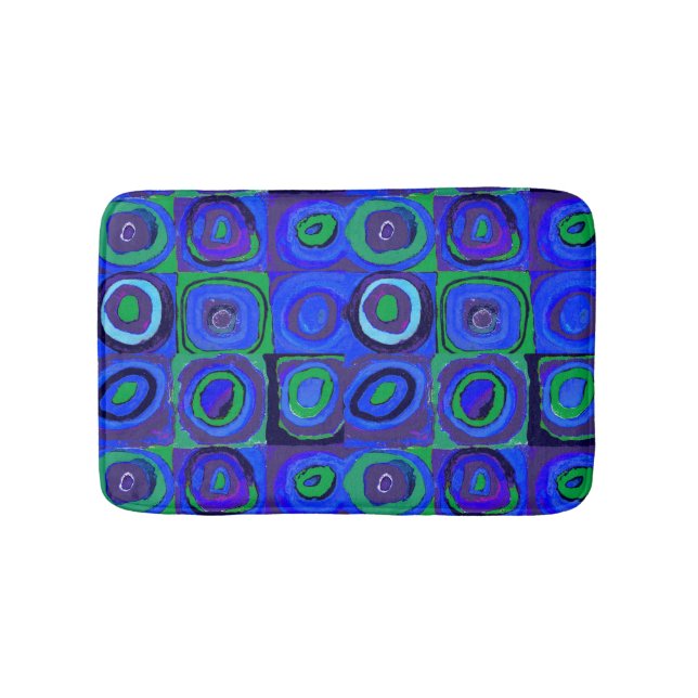 Kandinsky Farbstudio Blue Quadrate Square Circle Badrumsmatta (Framsidan)