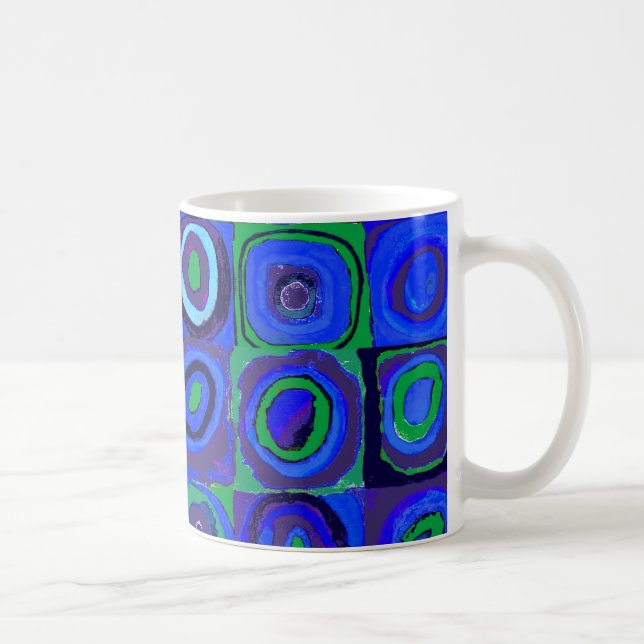 Kandinsky Farbstudio Blue Quadrate Square Circle Kaffemugg (Höger)