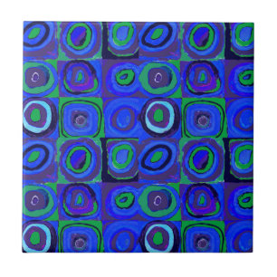 Kandinsky Farbstudio Blue Quadrate Square Circle Kakelplatta