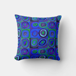 Kandinsky Farbstudio Blue Quadrate Square Circle Kudde