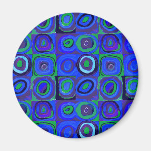 Kandinsky Farbstudio Blue Quadrate Square Circle Magnet