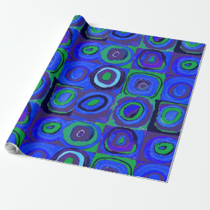 Kandinsky Farbstudio Blue Quadrate Square Circle Presentpapper