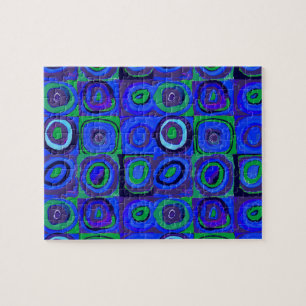 Kandinsky Farbstudio Blue Quadrate Square Circle Pussel