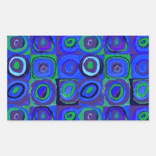 Kandinsky Farbstudio Blue Quadrate Square Circle Rektangulärt Klistermärke
