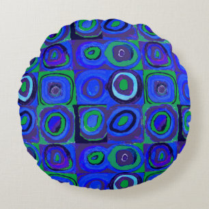 Kandinsky Farbstudio Blue Quadrate Square Circle Rund Kudde