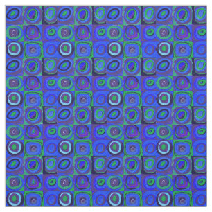 Kandinsky Farbstudio Blue Quadrate Square Circle Tyg